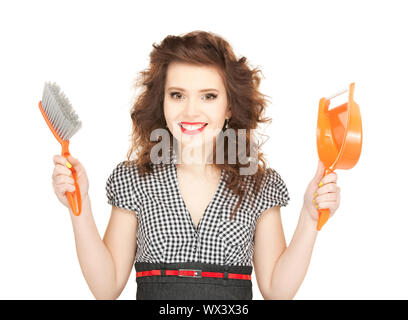 picture of beautiful woman with cleaning sweep Stock Photo