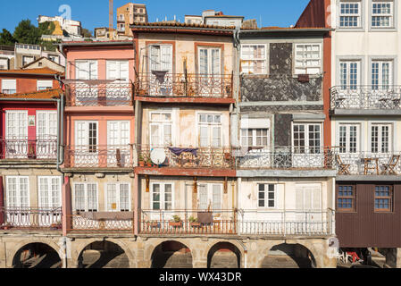 Typical old townhouses of Portuguese architectural style in Porto Stock Photo