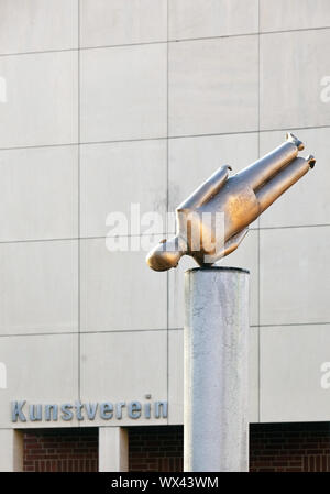 Sculpture Lebenskunstler in front of the Kunstverein, artist Joerg Heydemann Coesfeld, Germany Stock Photo