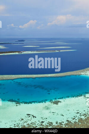 Maldives aerial view from seaplane Stock Photo