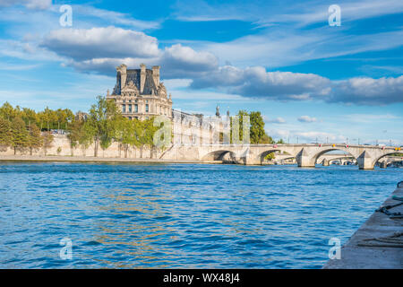 View to Louvre over Seine river Stock Photo