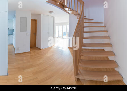 modern apartment with open floor plan empty for moving into after refurbishing and renovations Stock Photo