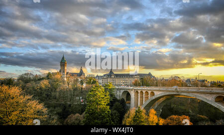 Adolphe bridge at Luxembourg city centre. Stock Photo