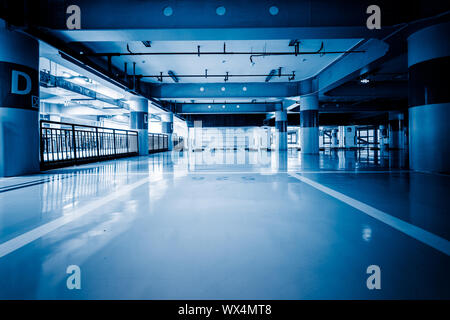 Parking garage underground, industrial interior Stock Photo