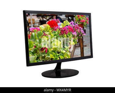 color flower on a computer monitor Stock Photo