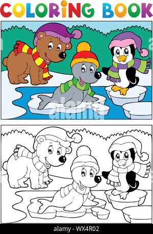 Coloring book winter topic 5 Stock Vector