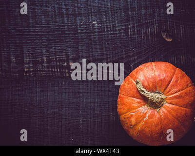 Ripe pumpkin lying on a wooden surface Stock Photo
