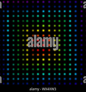 Multicolored dots forming squares against a black background Stock Photo