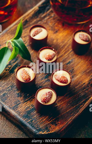 Chocolate Candies Assortment and tea Stock Photo