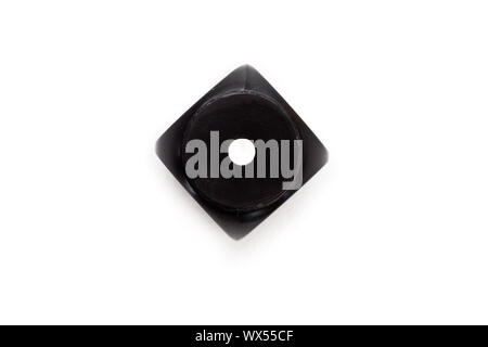 Black dice against a white background Stock Photo