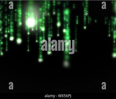 Background of green lines blurred letters falling Stock Photo