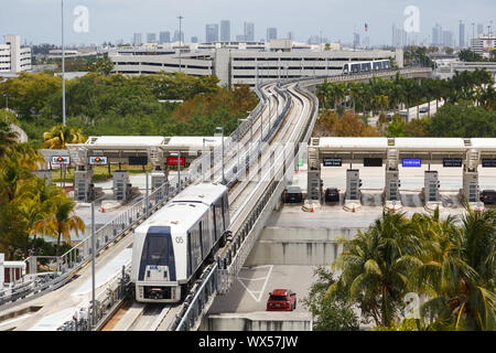 Miami, Florida – April 3, 2019: MIA People Mover at Miami airport in the United States. Stock Photo