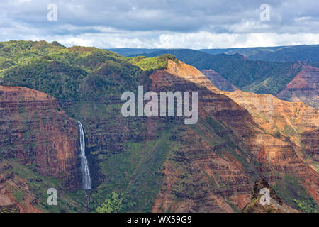 Waipoo Falls in the Waimea Canyon State Park, Kauai, Hawaii, United States Stock Photo