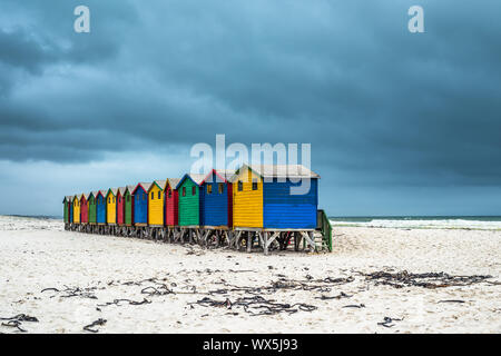 Colourful Beach Houses in Muizenberg, South Africa Stock Photo
