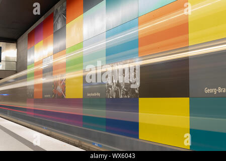 Munich Subway Station Georg-Brauchle-Ring 03, Bavaria, Germany Stock Photo