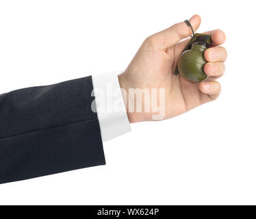 Hand with small grenade Stock Photo
