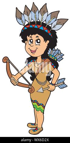 Happy Native American Indian Girl Cartoon Clipart Stock Vector Image ...