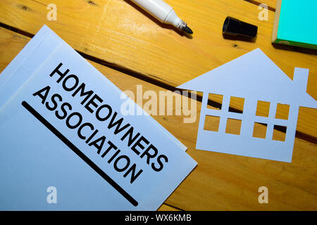 Homeowners Association text on Document isolated on office desk. Stock Photo