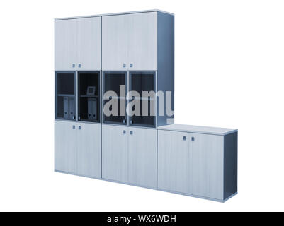 modern wooden bookcase on white background Stock Photo
