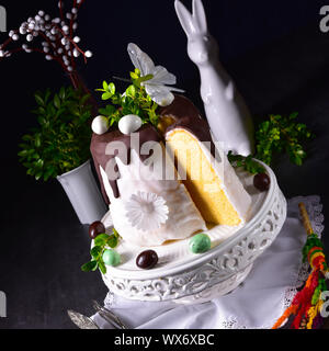 Easter cake with sugar and chocolate glaze Stock Photo