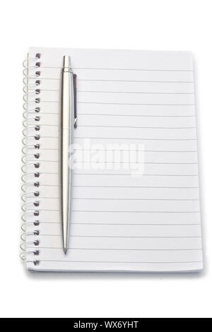 Notebook and pen on a white background Stock Photo