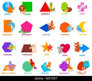 basic geometric shapes for kids with animals Stock Photo