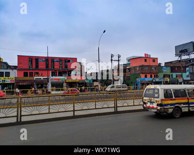 Caqueta shoe market at Lima Peru, also fruit and meat market Stock Photo