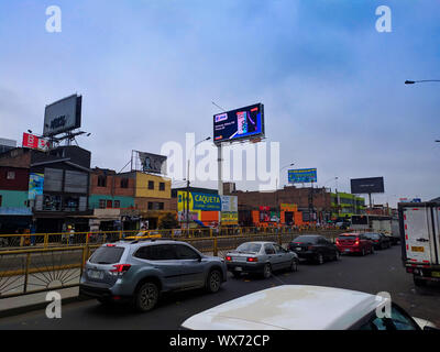 Caqueta shoe market at Lima Peru, also fruit and meat market Stock Photo