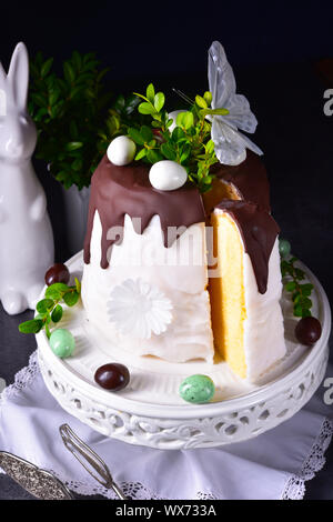 Easter cake with sugar and chocolate glaze Stock Photo