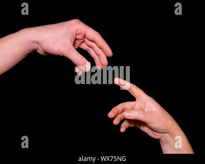 Helping hand  on black background Stock Photo