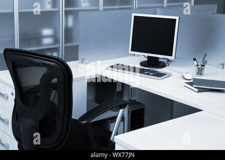 computer behind the glass in modern office Stock Photo