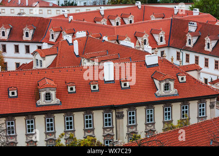 tile roofs of the old city. Prague. Stock Photo