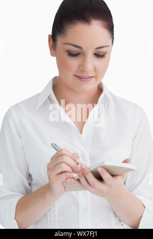 Waitress taking order on white background Stock Photo