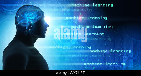 Machine learning and cognitive computing - 3d rendering Stock Photo