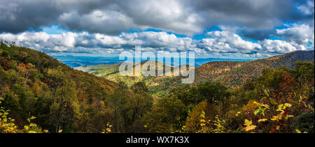 blue ridge and smoky mountains changing color in fall Stock Photo