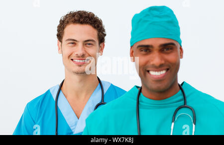 Portrait of two lively doctors Stock Photo