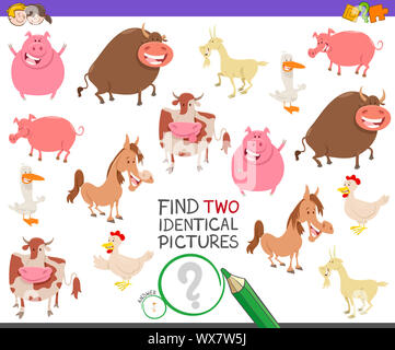 find two identical farm animals task for children Stock Photo - Alamy