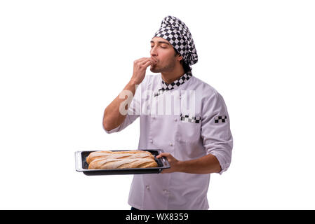 Young male baker isolated on white Stock Photo