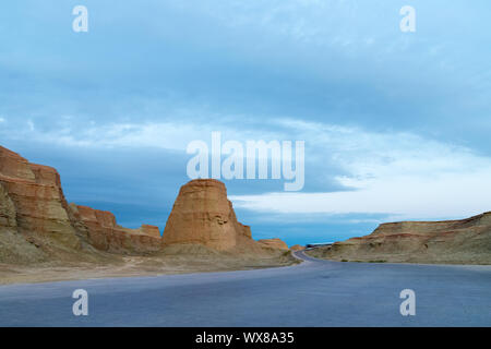 xinjiang ghost city in nightfall Stock Photo