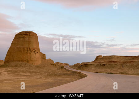 xinjiang ghost town at dusk Stock Photo