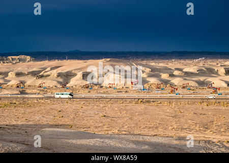 oil field operation area on gobi Stock Photo