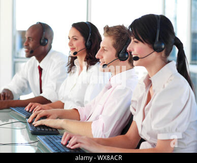 Business employees in a call center Stock Photo