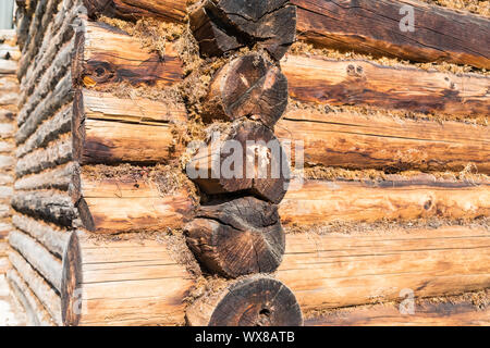 log house closeup Stock Photo