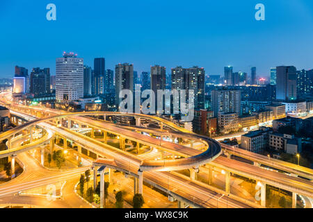 urban overpass in nightfall Stock Photo