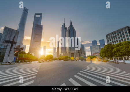 shanghai century avenue in sunset Stock Photo