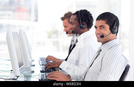 Busy team in a call center Stock Photo