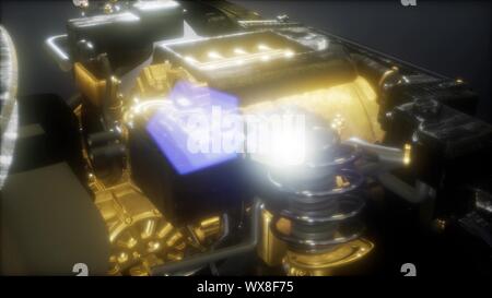 engine and other parts visible in car Stock Photo