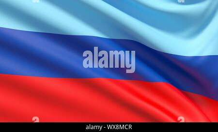 Flag of Lugansk People's Republic. Waved highly detailed fabric texture. Stock Photo