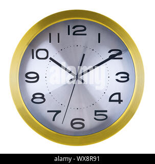 Wall clock isolated on white background. Ten past ten. Stock Photo