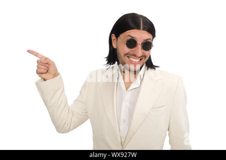 Man in funny concept isolated on white Stock Photo